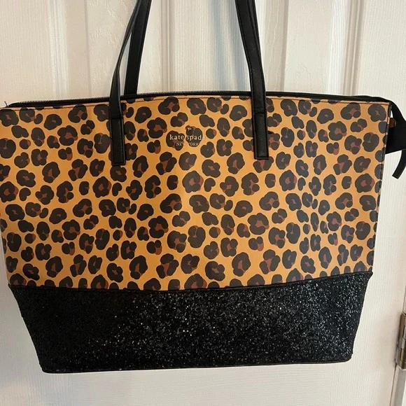 Kate Spade Leopard Print Tote with Black Accents - Picture 1 of 10